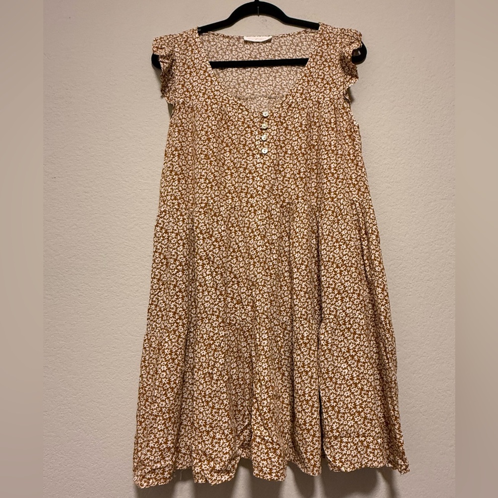 Ces Femme Brown Floral Circle Skater Dress